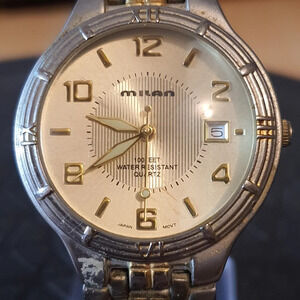 2 for $20😃Milan Silver/Goldtone Stainless Steel Men's Watch w/Date